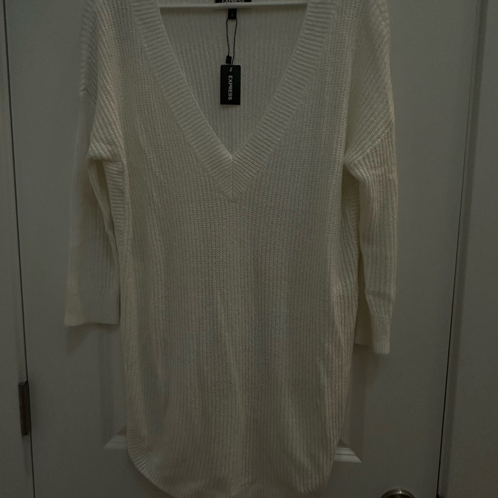 Express White Knit Sweater Dress